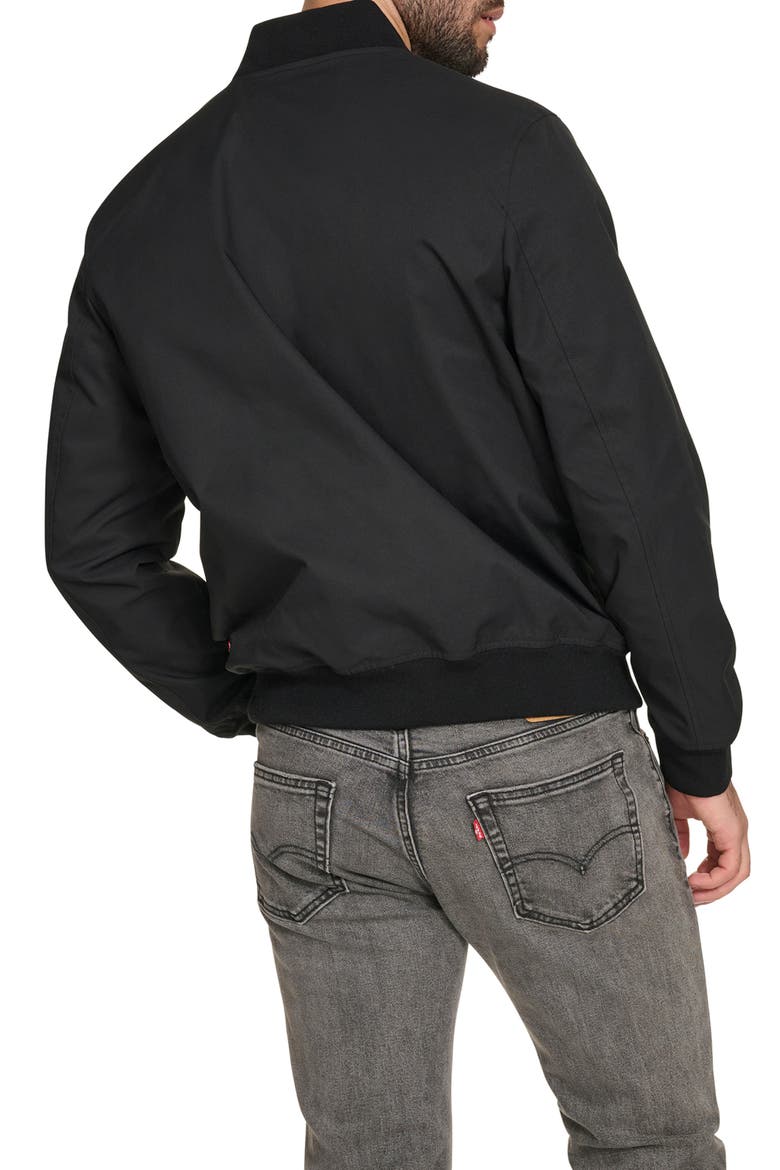 Oxford Water Resistant Bomber Jacket, Alternate, color, BLACK