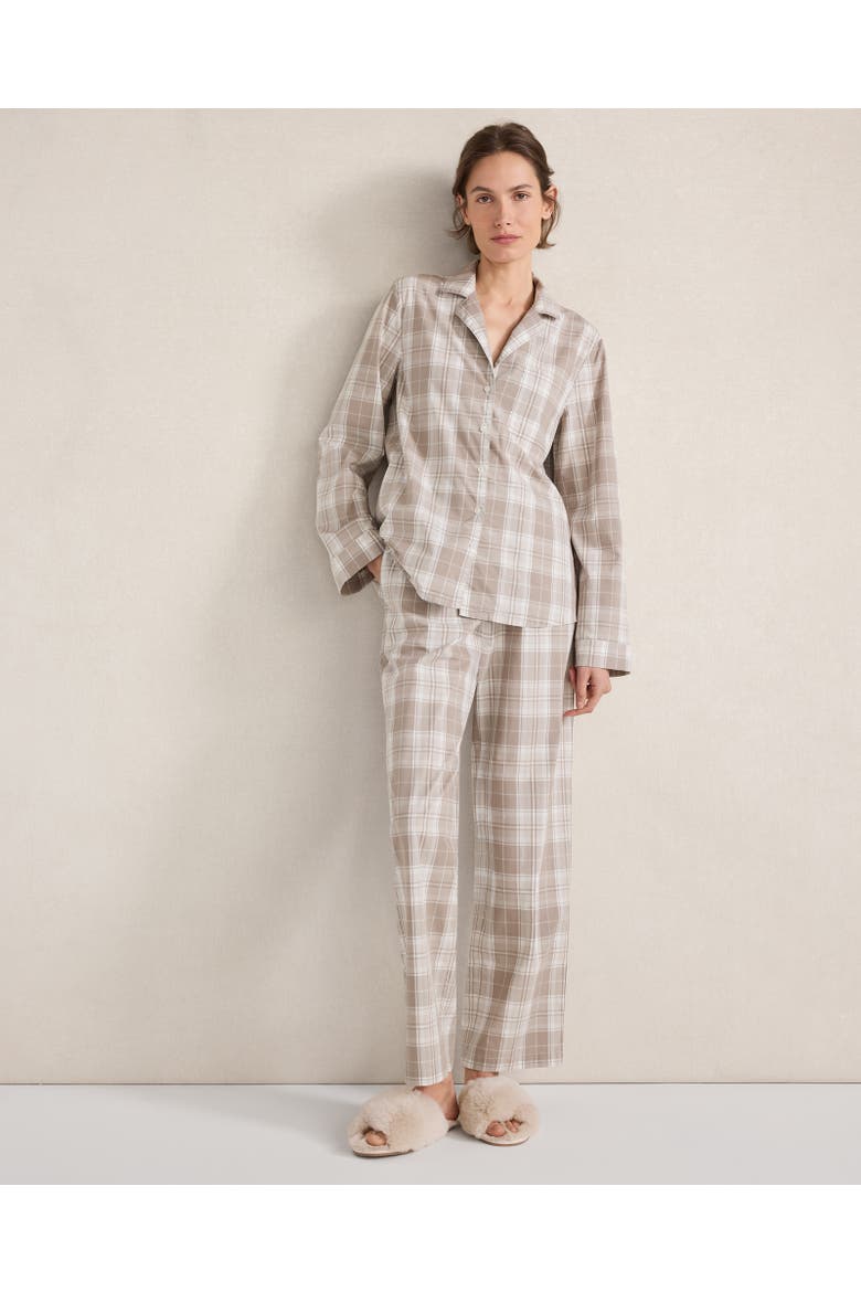 Organic Cotton Poplin Classic Plaid Pajama Pants, Main, color, Peaceful Mushroom Plaid