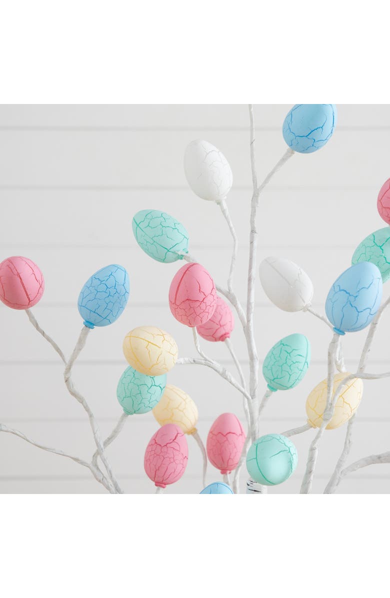 NEARLY NATURAL 4-ft Pre-Lit Artificial Easter Twig Tree with 48 Egg Shaped LED Ornaments, Alternate, color, White