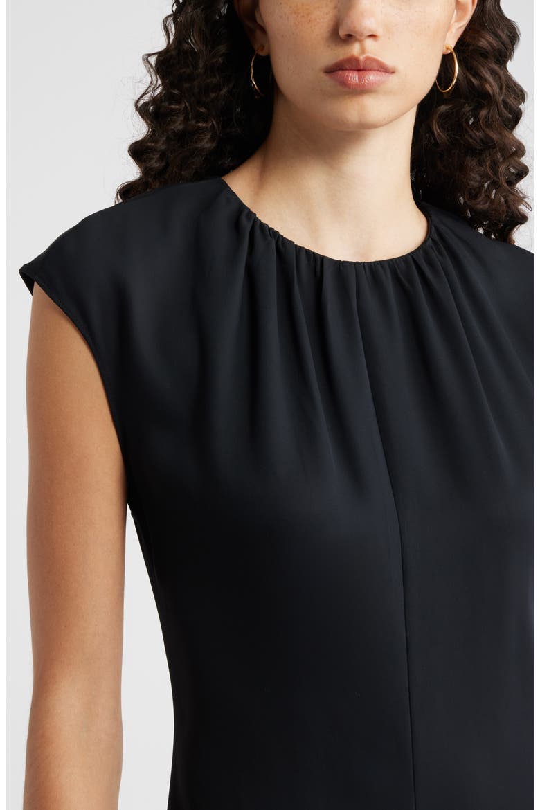 Shirred Cap Sleeve Maxi Dress, Alternate, color, BLACK