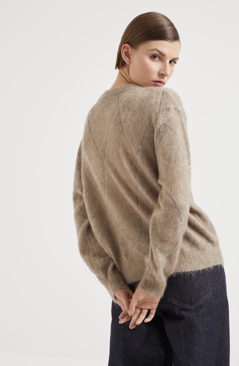 Brunello Cucinelli Sweater with Dazzling Argyle Embroidery, Alternate, color, 