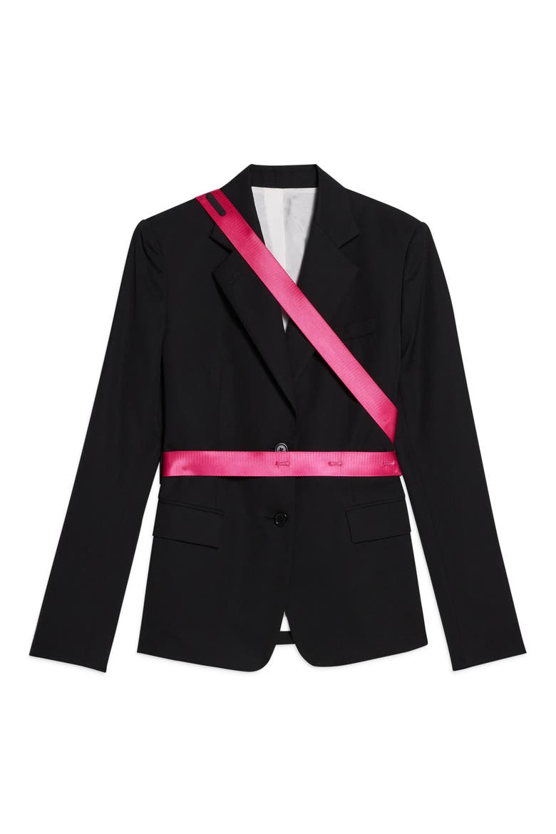 Seat Belt Virgin Wool Blazer, Alternate, color, BLACK/ FUSCHIA