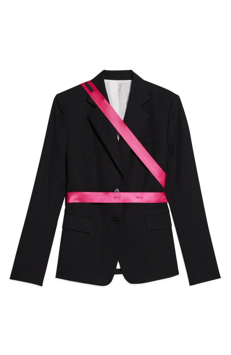 Helmut Lang Seat Belt Virgin Wool Blazer, Alternate, color, Black/ Fuschia