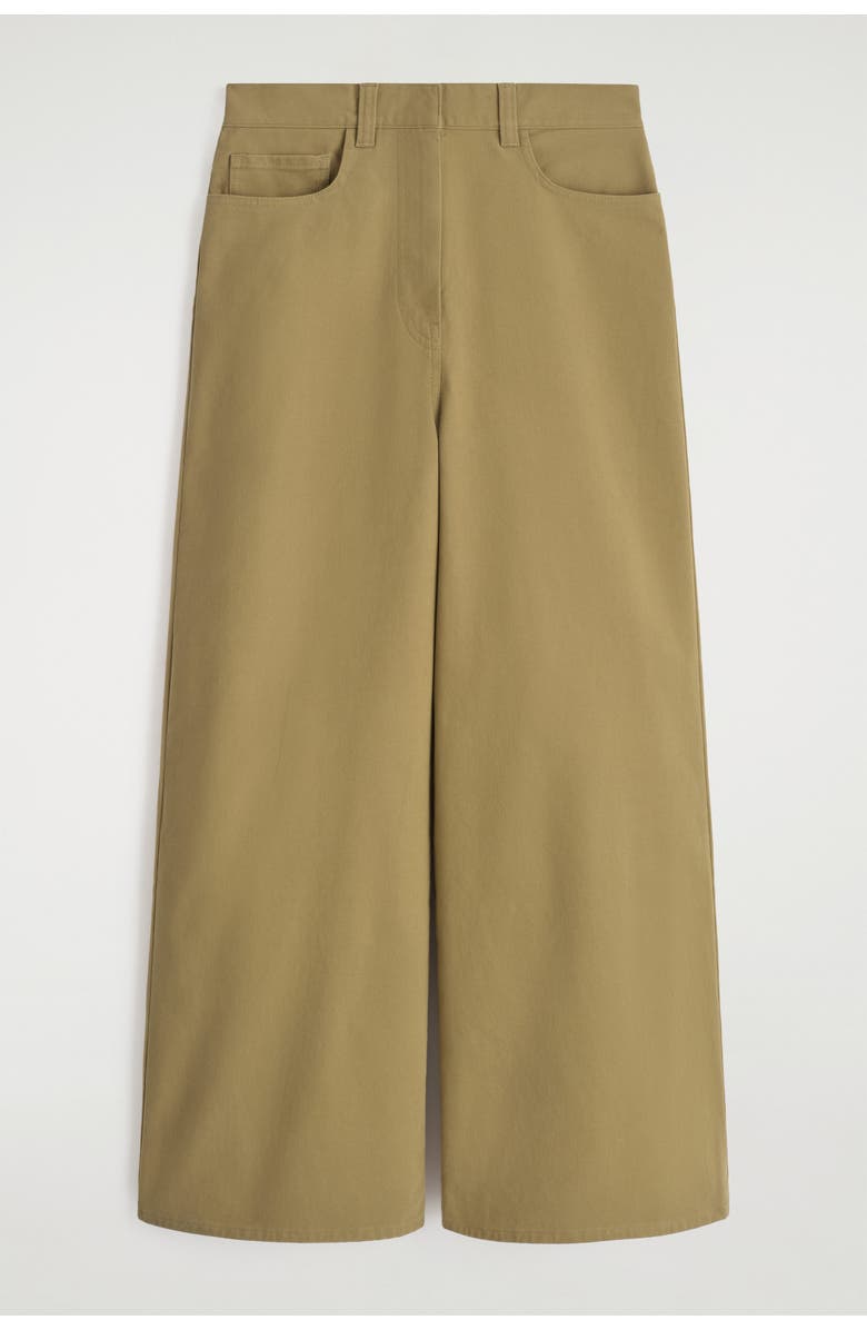 COS Cotton Cropped Wide-Leg Trousers, Alternate, color, Camel