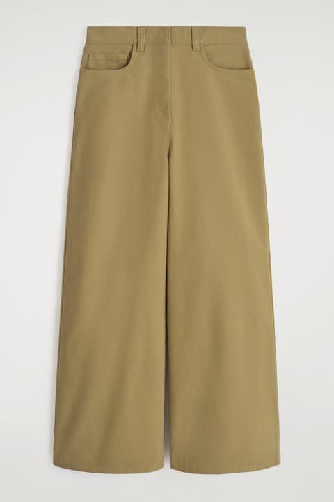 Cotton Cropped Wide-leg Trousers