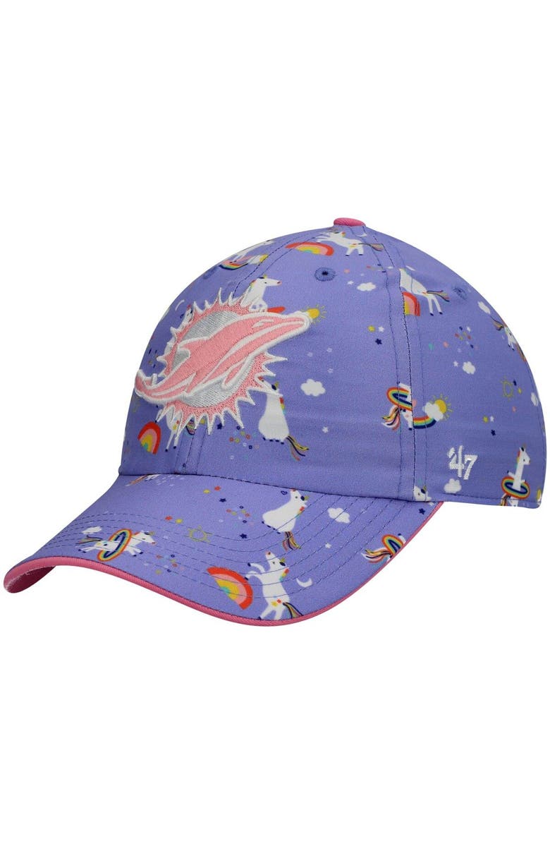'47 Girls Preschool '47 Purple Miami Dolphins Unicorn Clean Up Adjustable Hat, Main, color, Purple