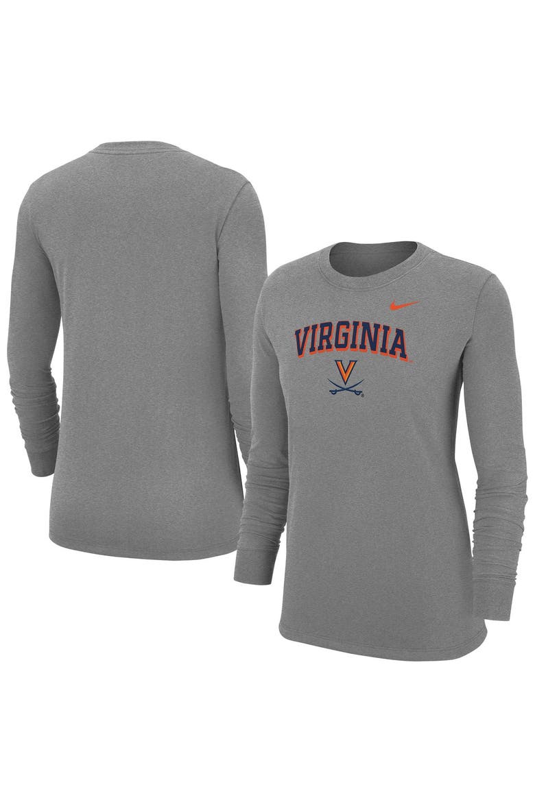 Women's Nike Heather Gray Virginia Cavaliers Core Long Sleeve T-Shirt, Main, color, Heather Gray