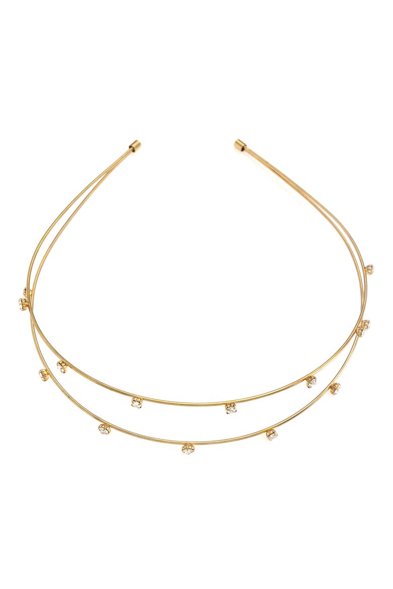 Double-Row Wire & Crystal Headband, Main, color, GOLD