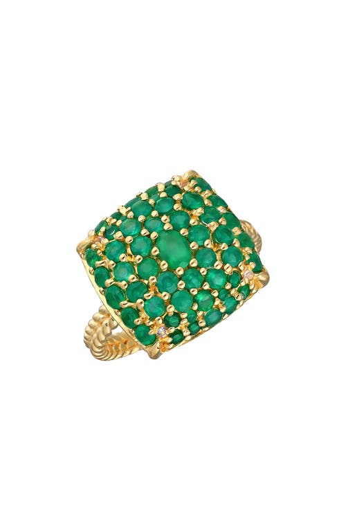 Ys Gems Green Onyx Pavé Cushion Cocktail Ring In Green