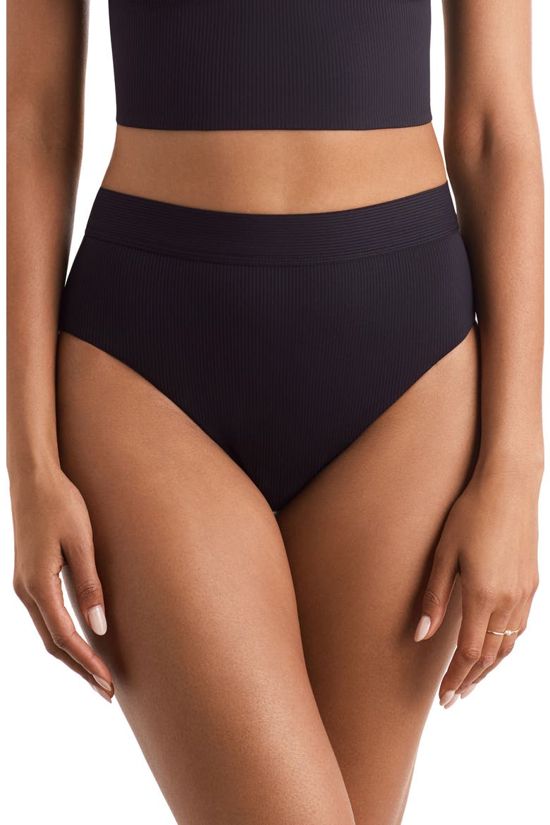 Brooke High Waist Bikini Bottoms, Main, color, BLACK