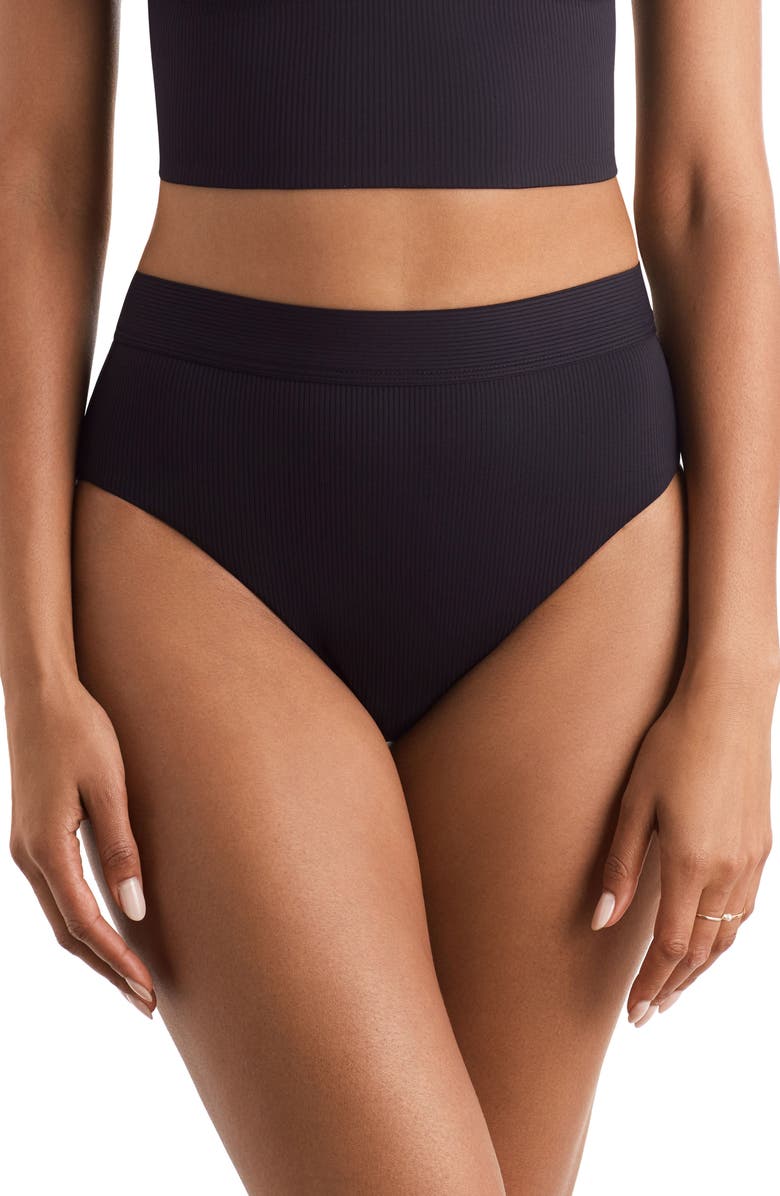 Mimi Flamingo Brooke High Waist Bikini Bottoms, Main, color, Black