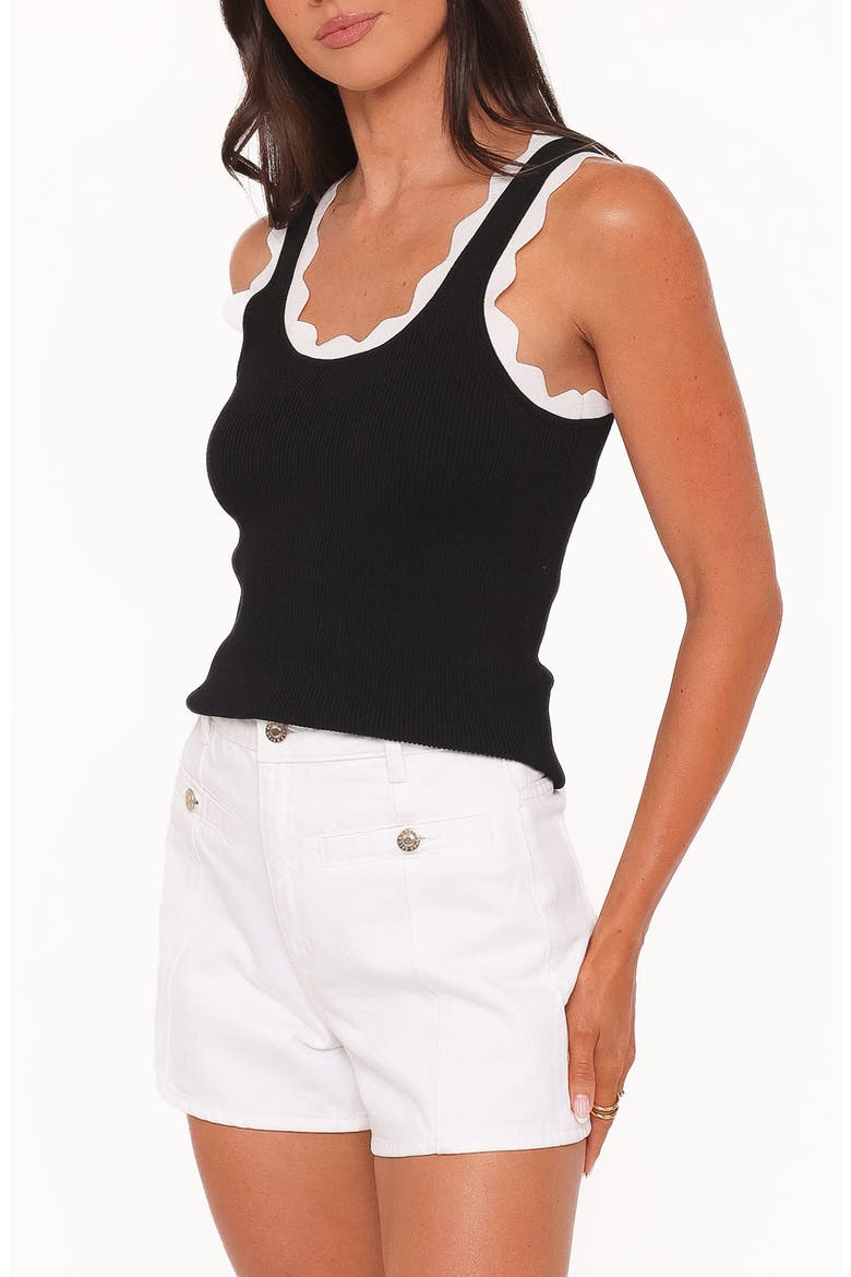 Johnson Scalloped Trim Tank, Alternate, color, BLACK WHITE