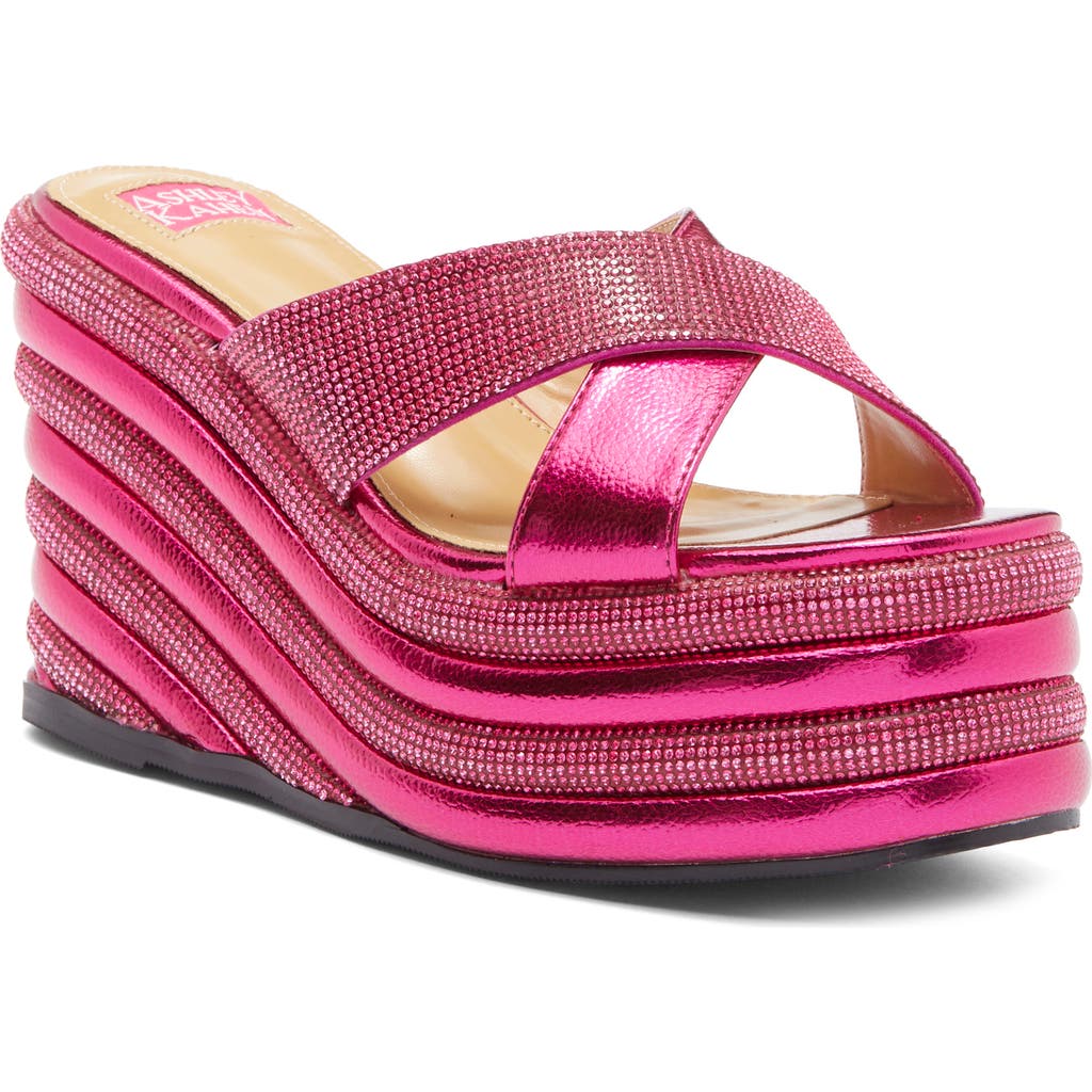Ashley Kahen Carnival Wedge Sandal In Fuchsia Multi