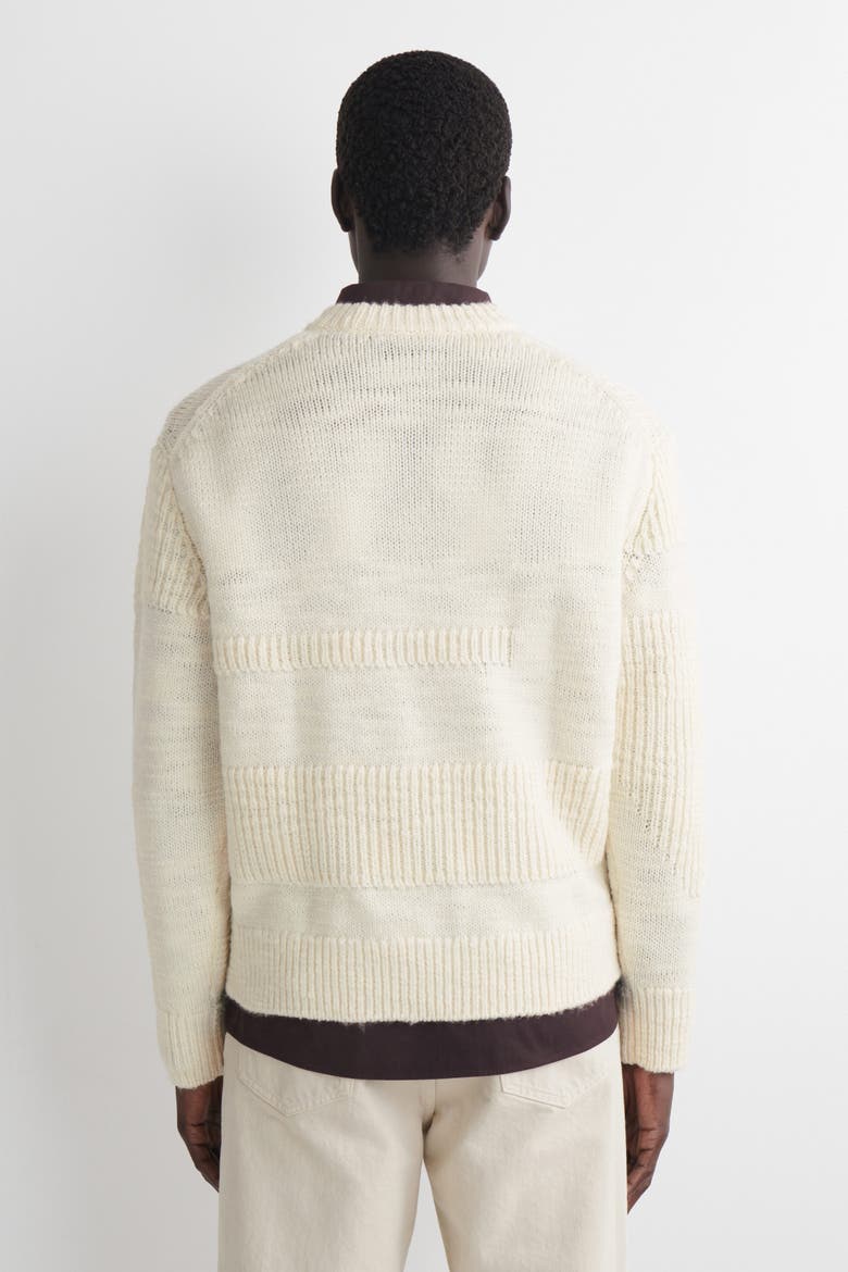 Ladder-stitch Wool Sweater, Alternate, color, CREAM