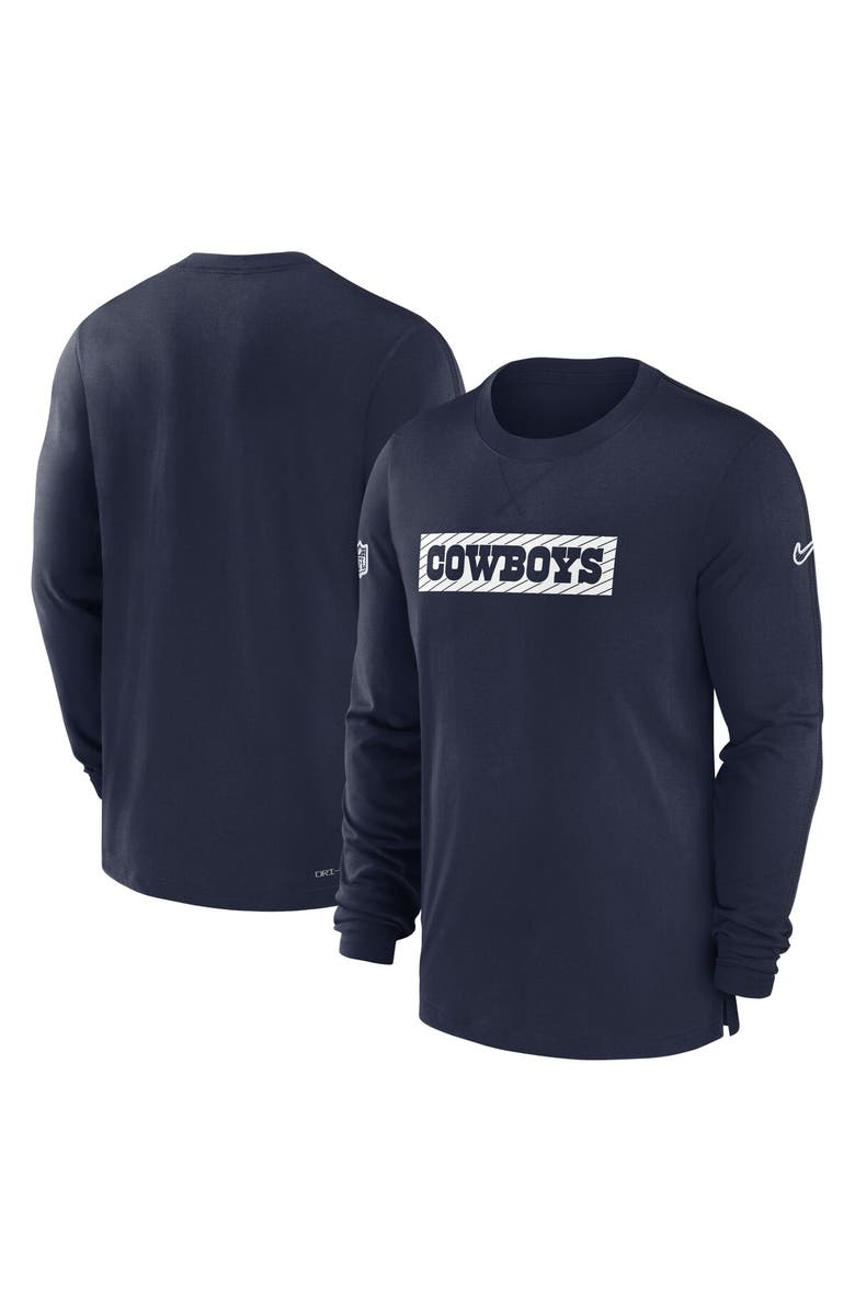 Nike Men's Nike Navy Dallas Cowboys 2024/25 Sideline Player Tri-Blend Performance Long Sleeve T-Shirt, Alternate, color, Navy