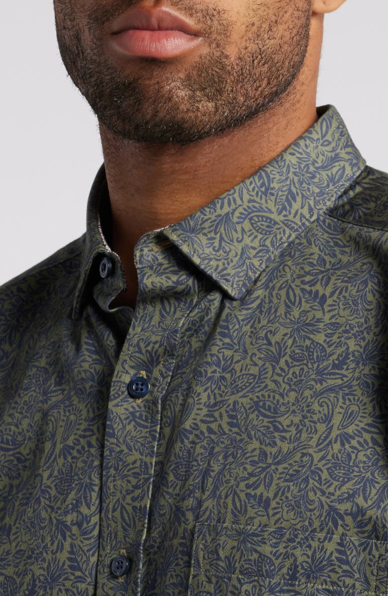 Johnston & Murphy Foliage Print Button-Up Shirt, Alternate, color, 