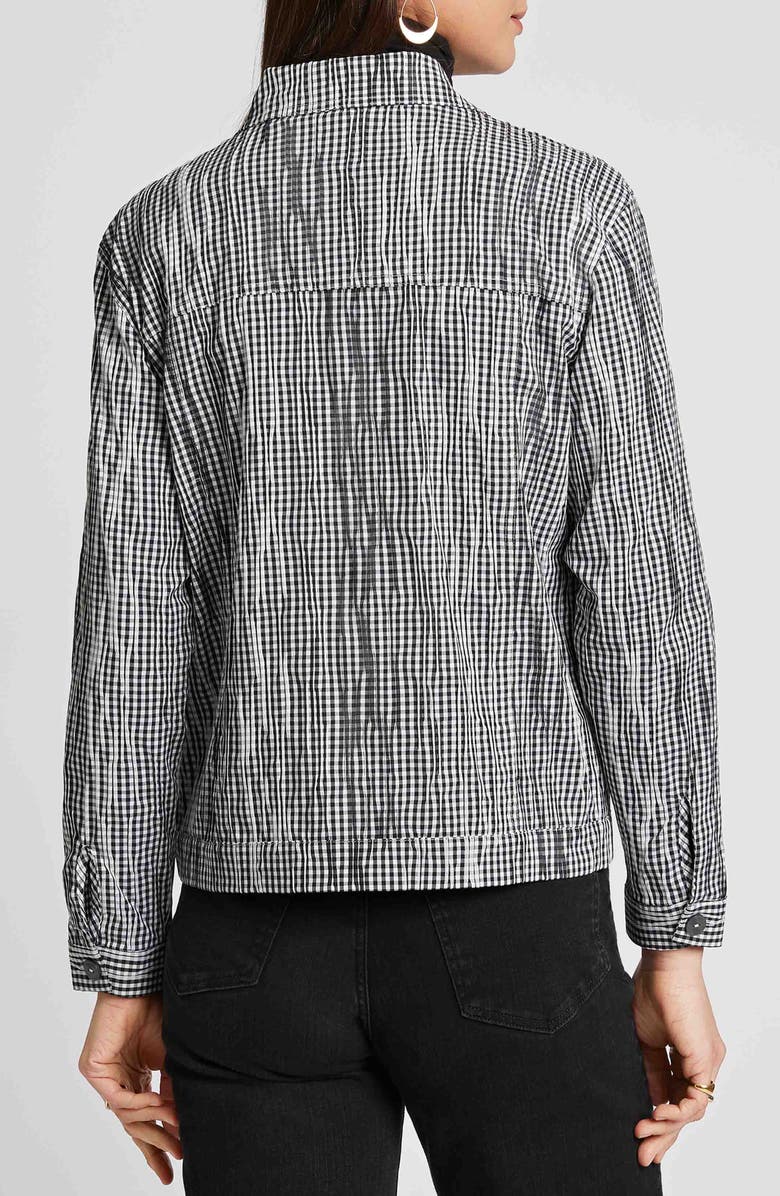 Foxcroft Thelma Crinkle Cotton Blend Gingham Jacket, Alternate, color, Black/ White