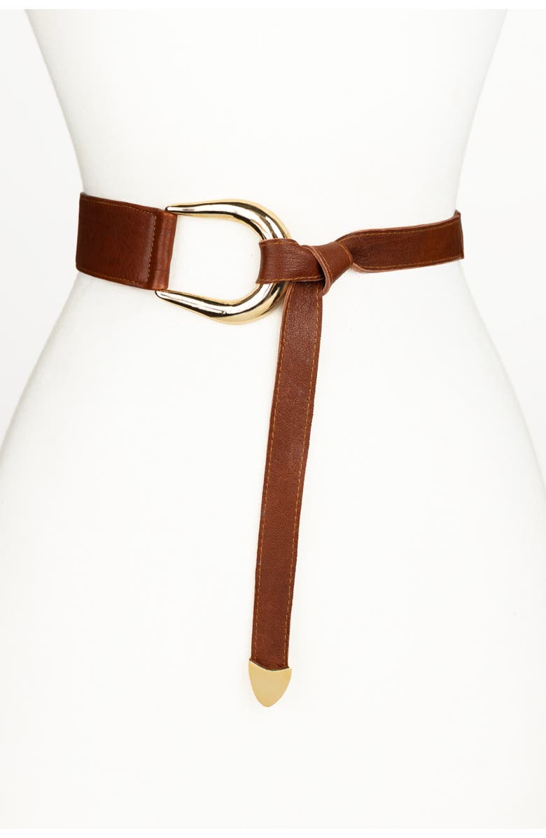Raina Belts Sheila Knot Leather Belt, Main, color, Cognac