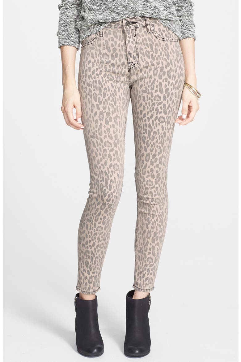 A V Denim Leopard Print Skinny Jeans, Main, color, BLUSH