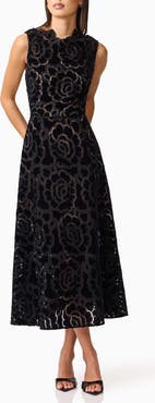 Elliatt Eris Sleeveless Velvet Lace Midi Dress