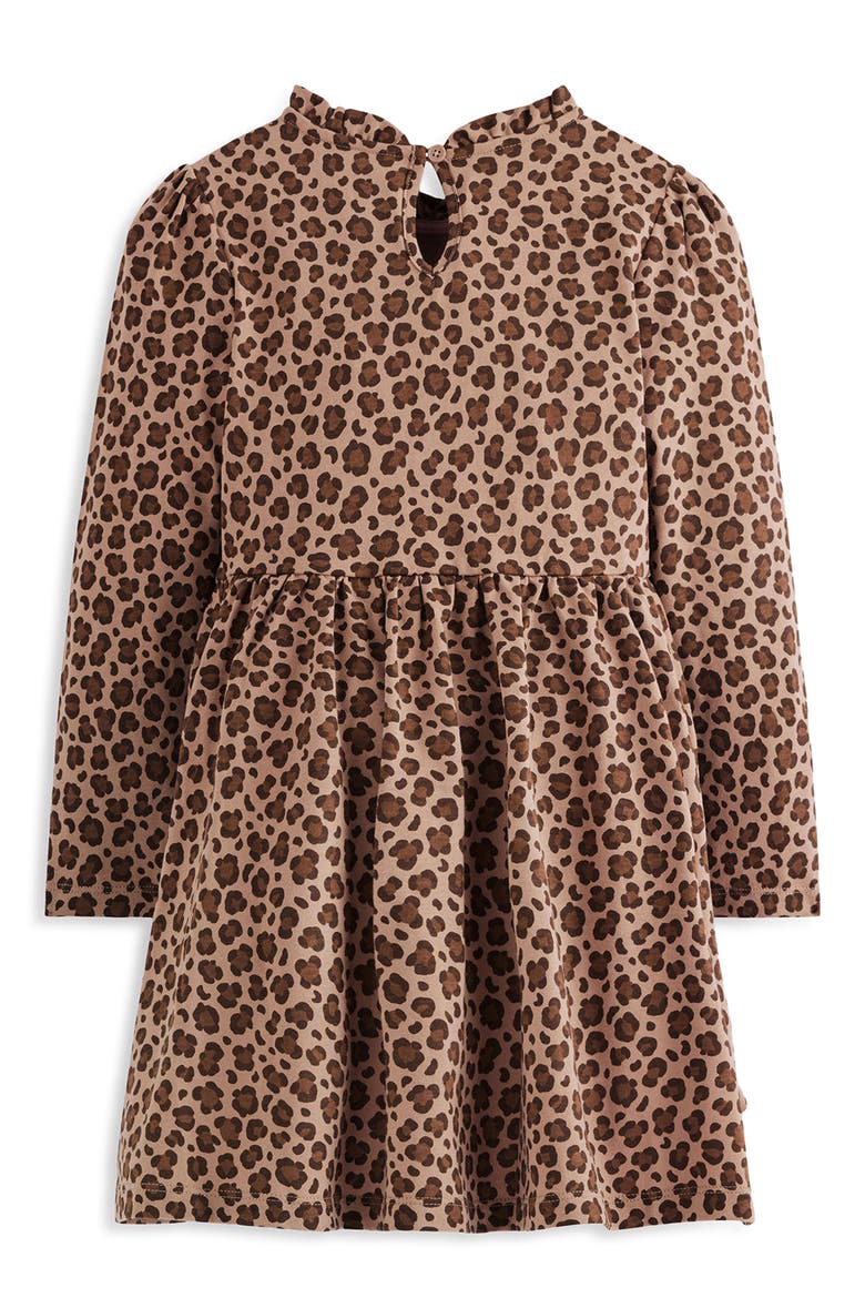 Kids' Twirly Cotton Jersey Dress, Alternate, color, MILK CHOCOLATE BROWN LEOPARD