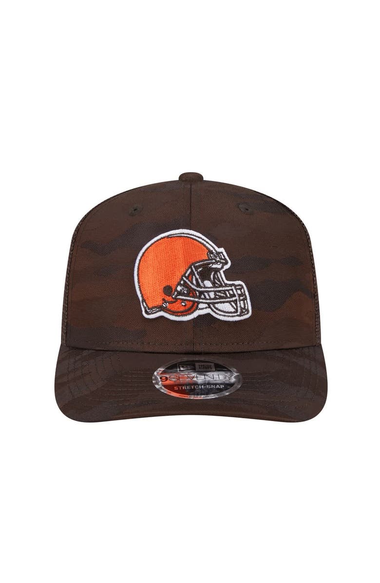 New Era Men's New Era Brown Cleveland Browns Adventure Camo Trucker 9SEVENTY Stretch-Snap Adjustable Hat, Alternate, color, 