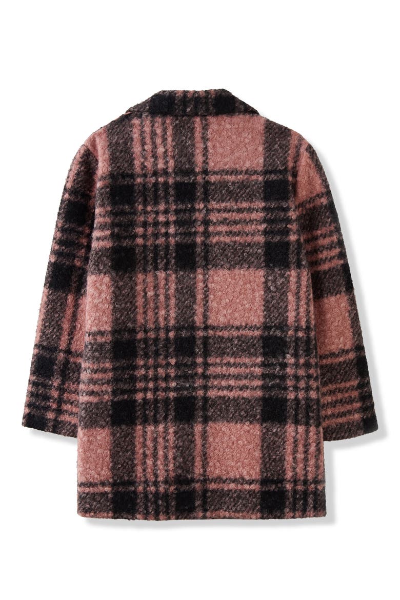 Kids' Nicole Oversized Plaid Coat, Alternate, color, PINK/ BLACK
