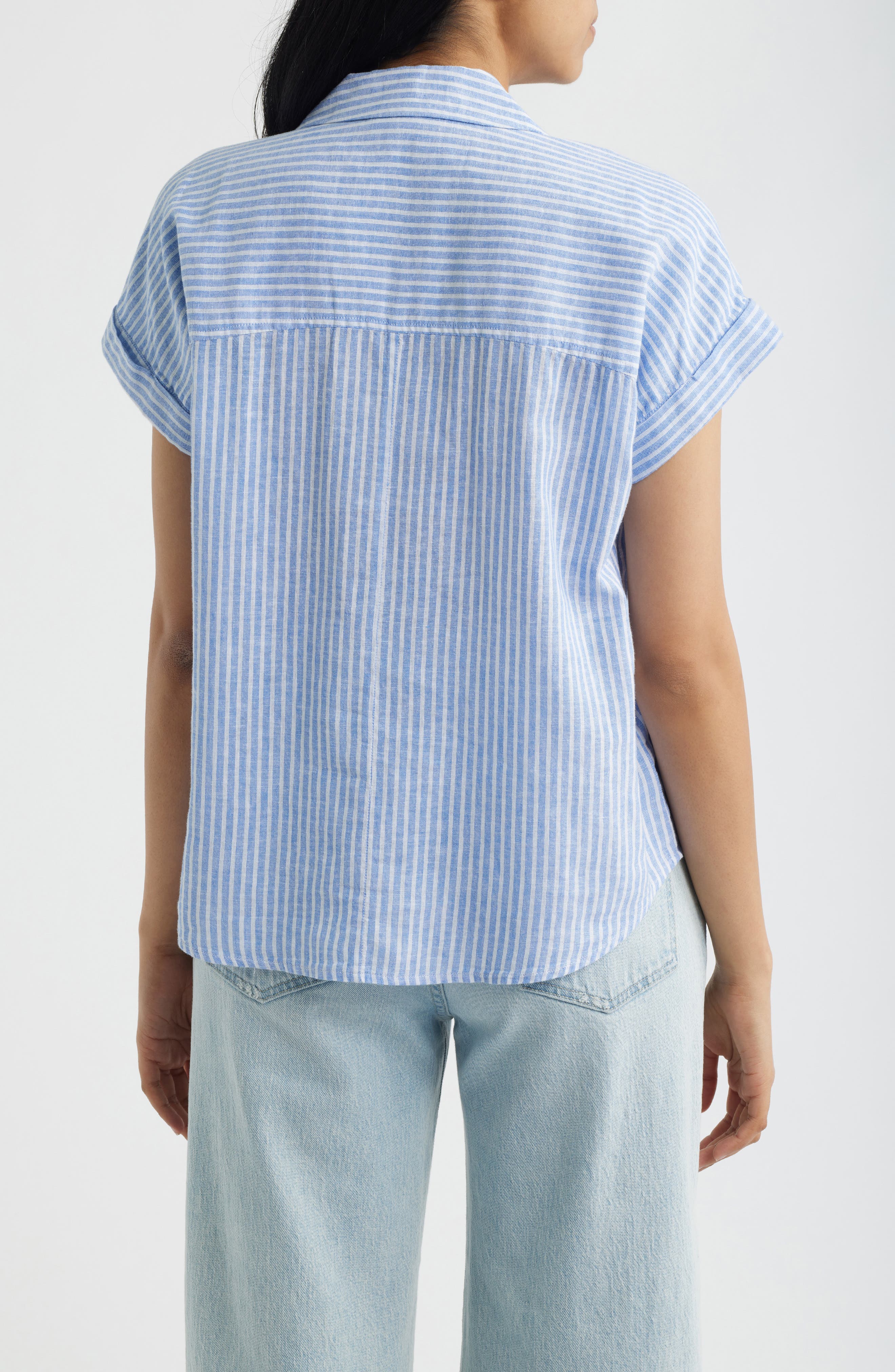 Brooke Short Sleeve Button-Up Linen Blend Shirt - image 5