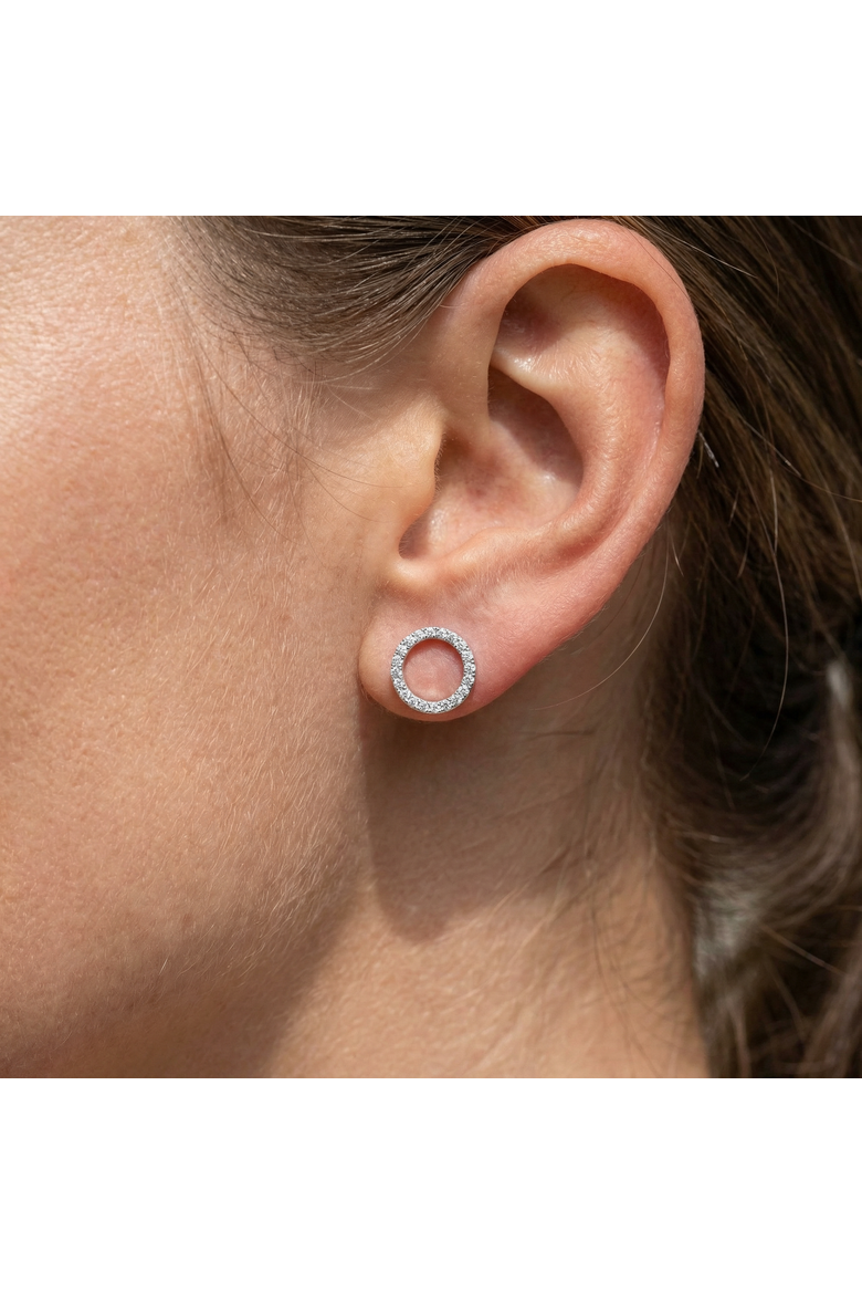 1/4Ct Circle Diamond Earrings in White, Yellow, or Gold Lab Grown, Alternate, color, 10k Yellow Gold