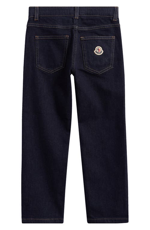 Moncler Kids' Stretch Denim Straight Leg Jeans In Blue