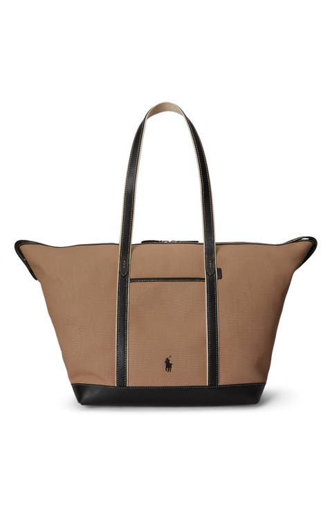 Large Canvas & Leather Tote