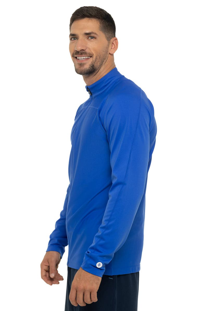 Coolibar Men's Long Sleeve Swim Jacket - UPF 50+ Sun Protection - Menorca, Alternate, color, Baja Blue