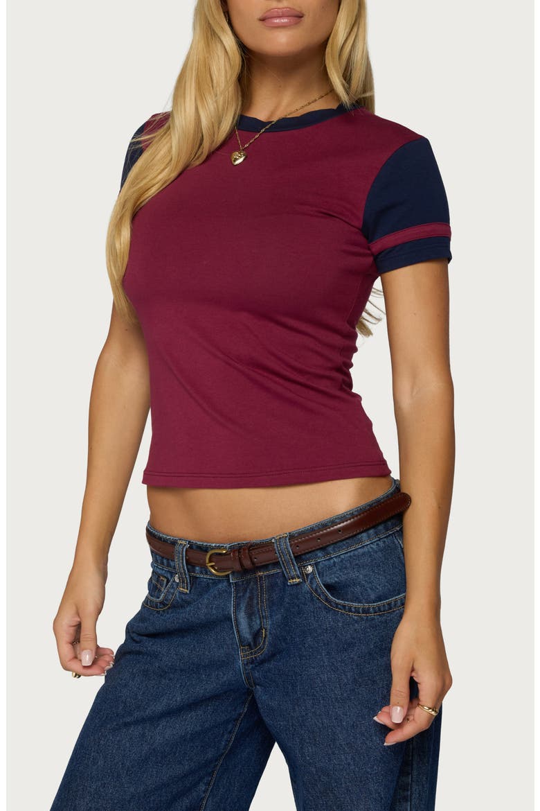 Sophiah Contrast T-Shirt, Alternate, color, BURGUNDY-AND-NAVY