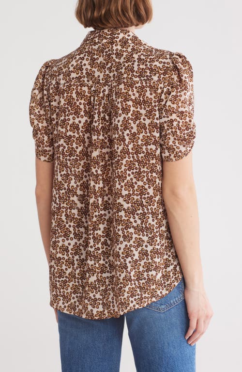 ADRIANNA PAPELL ADRIANNA PAPELL PATTERNED PINCH SLEEVE BUTTON-UP SHIRT 