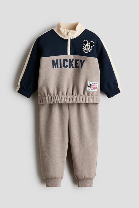 2-piece Motif-detail Fleece Sweatsuit