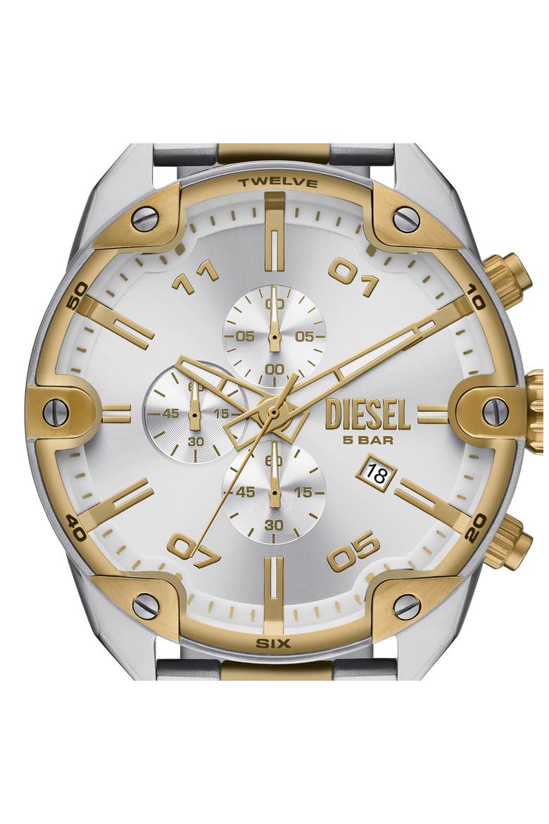 Spiked Chronograph Two-Tone Bracelet Watch, 49mm, Alternate, color, TWO TONE