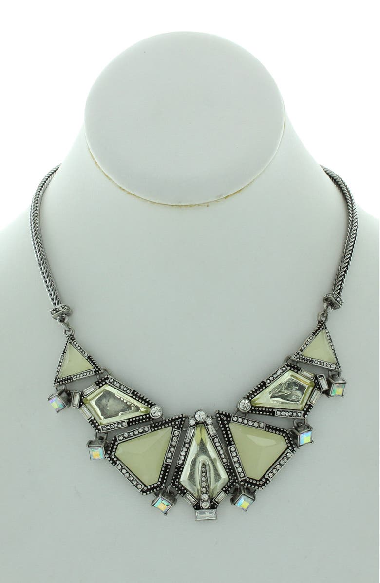 OLIVIA WELLES Silver-Tone Iridescent Crystal Bib Necklace, Alternate, color, 