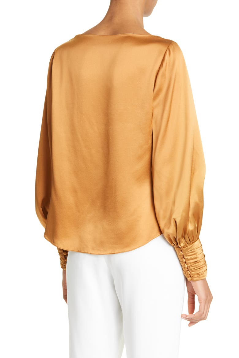 Taylee Silk Satin Blouse, Alternate, color, CINNAMON