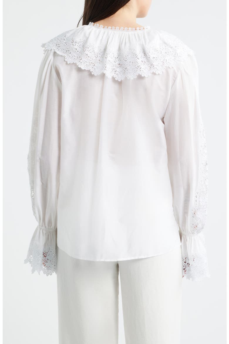Arielle Lace Trim Ruffle Pullover Top, Alternate, color, WHITE
