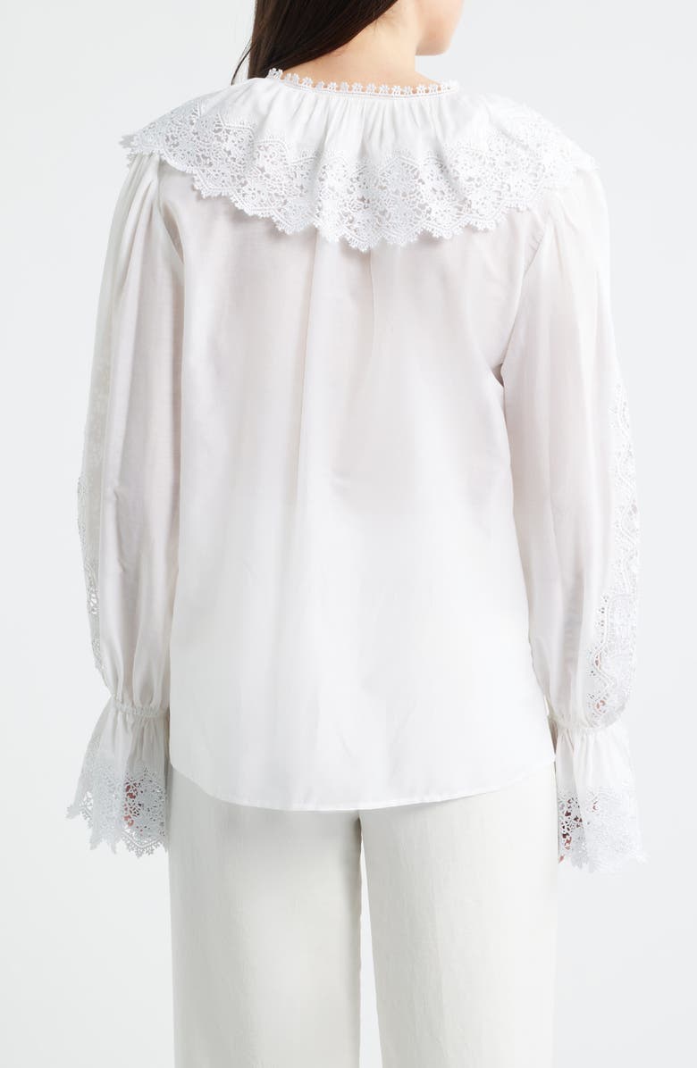 KOBI HALPERIN Arielle Lace Trim Ruffle Pullover Top, Alternate, color, White