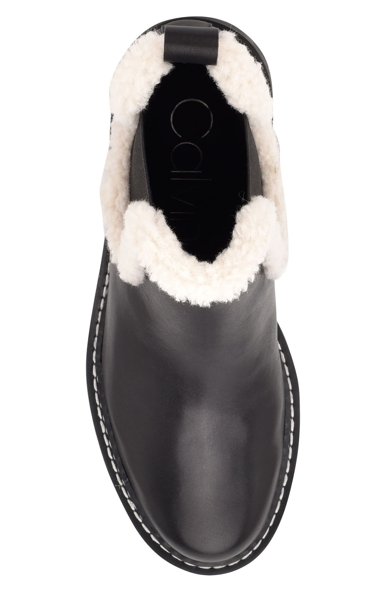 Calvin Klein Anissa Faux Shearling Chelsea Bootie, Alternate, color, 