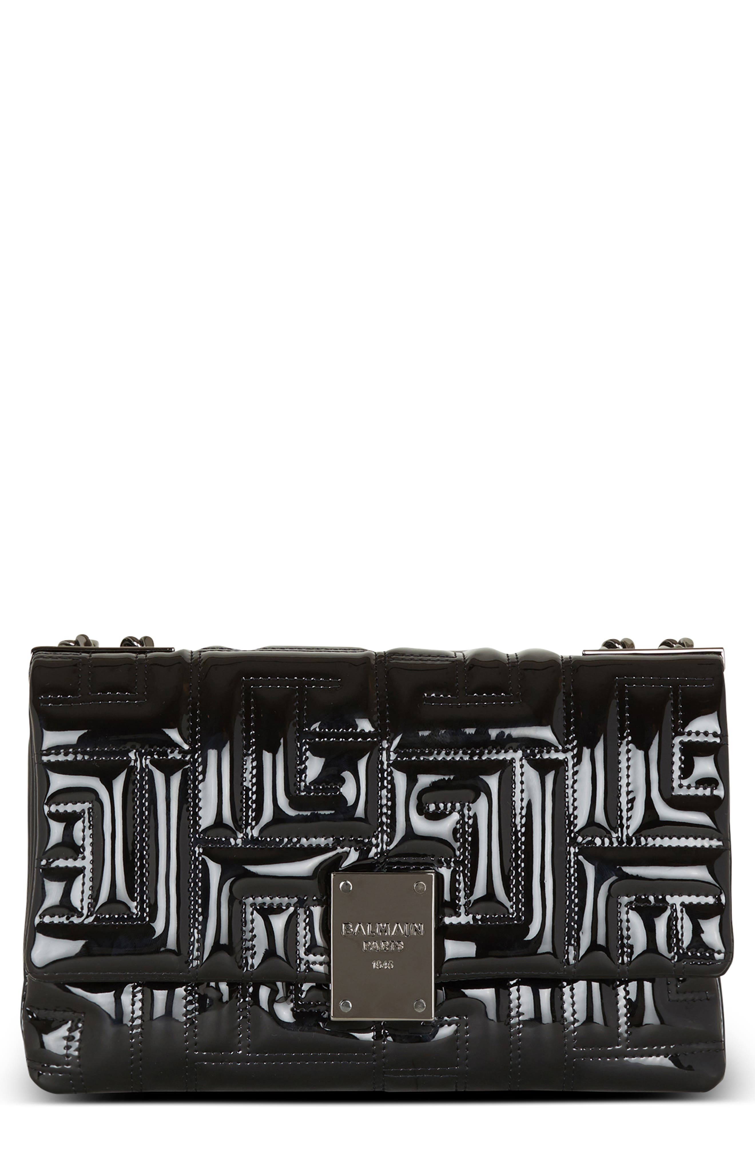 Balmain Small 1945 Soft Monogram Quilted Leather Shoulder Bag, Main, color, 