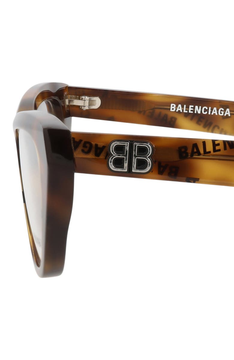 Balenciaga 52mm Cat Eye Optical Glasses, Alternate, color, Havana Havana Transparent