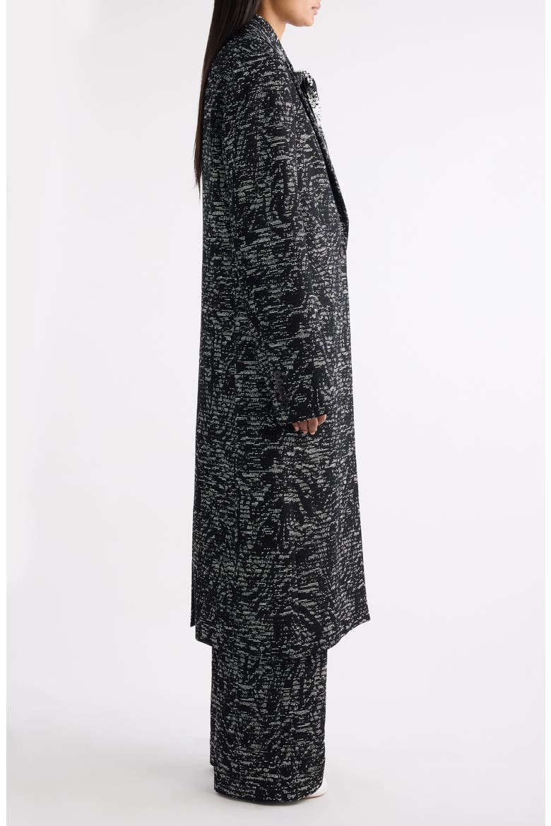 Raftan Abstract Swirl Jacquard Coat, Alternate, color, BLACK