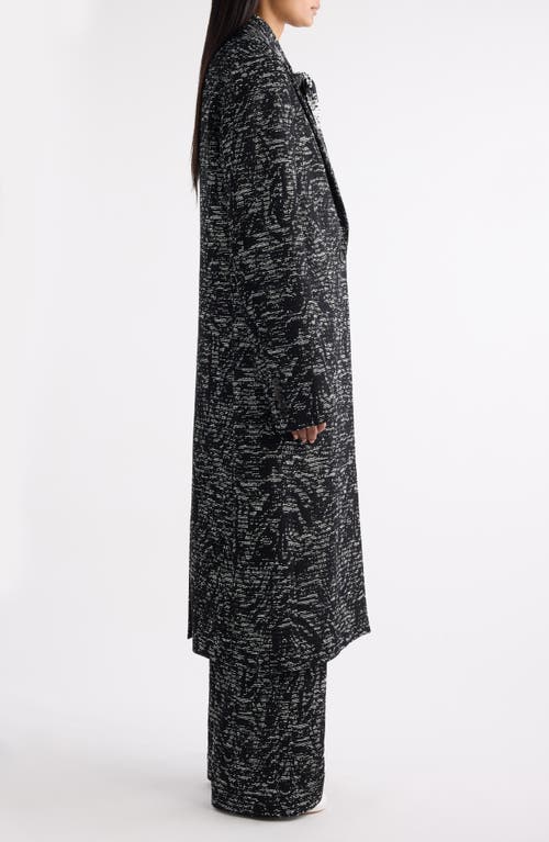 Dries Van Noten Raftan Abstract Swirl Jacquard Coat In Black
