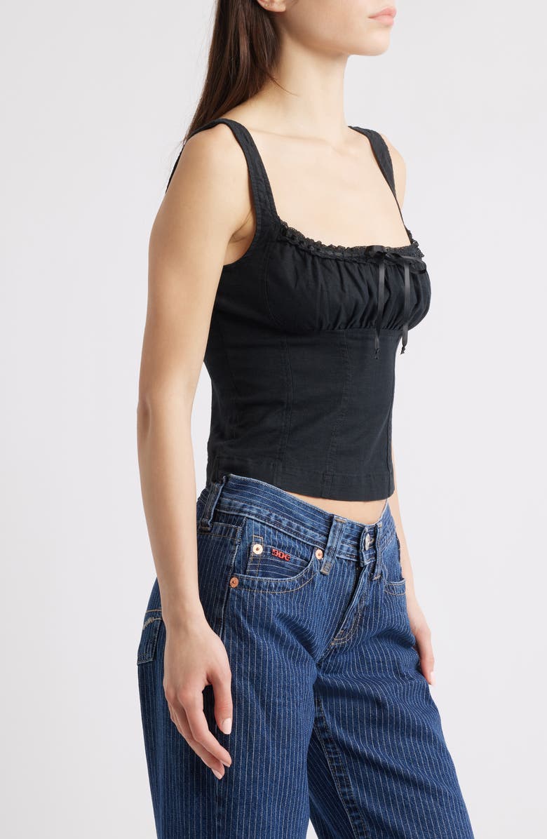 BDG Urban Outfitters Prairie Linen Blend Camisole, Alternate, color, Black