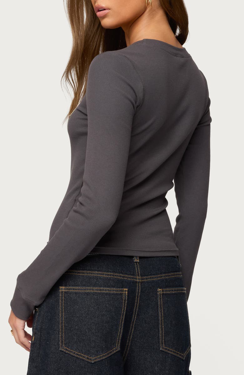 EDIKTED Ribbed Logo Graphic T-Shirt, Alternate, color, Dark-Gray