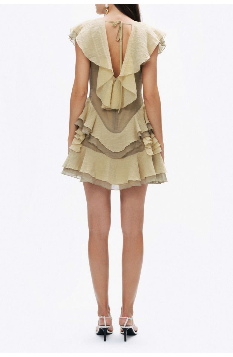 Nocturne Tiered Ruffle Mini Dress with Deep V-Neckline, Alternate, color, 