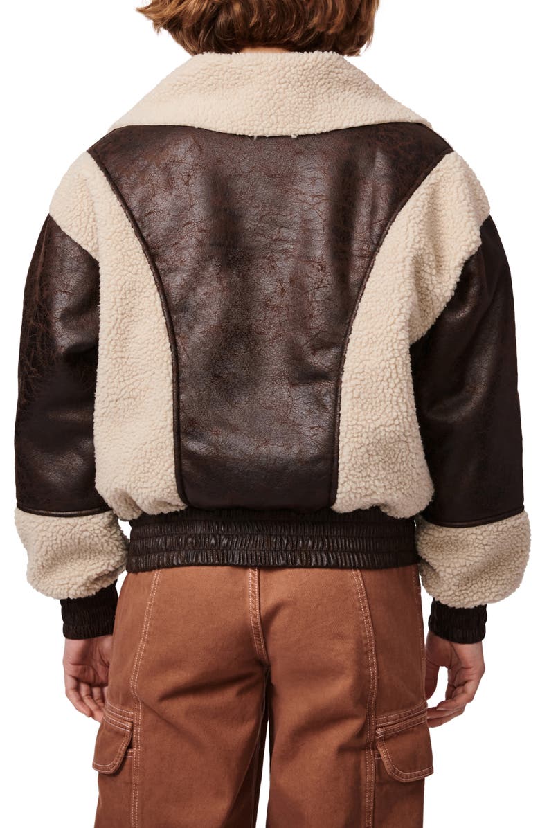 BERNIE Mixed Media High Pile Fleece Bomber Jacket, Alternate, color,