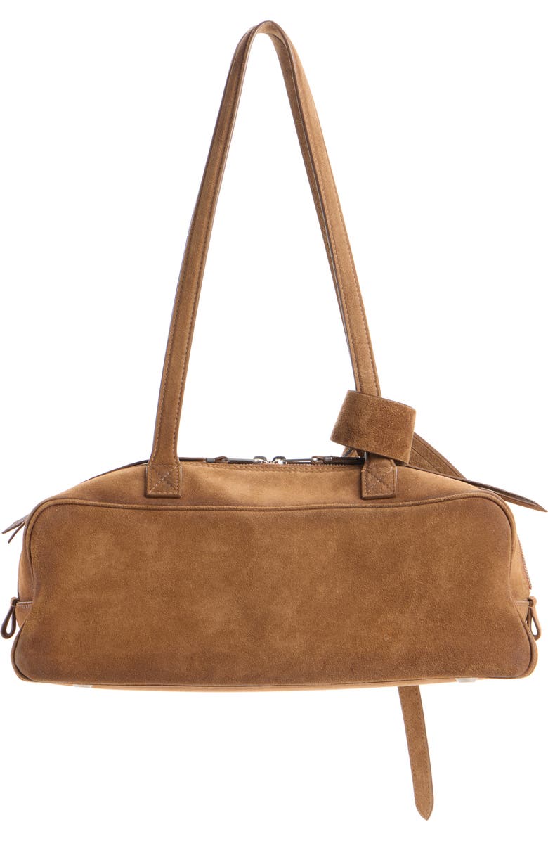 Balenciaga Small Carrie Waxed Suede Tote, Alternate, color, 2533 Camel